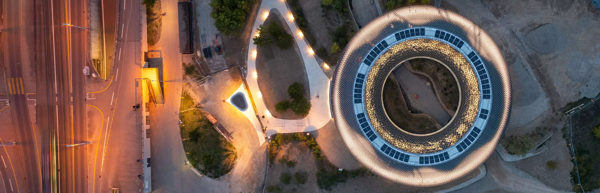 Drone shot of the Novartis Pavillon ©aluarts