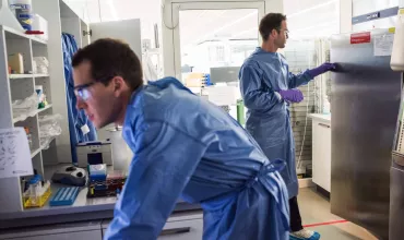 Two scientists at work in a laboratory